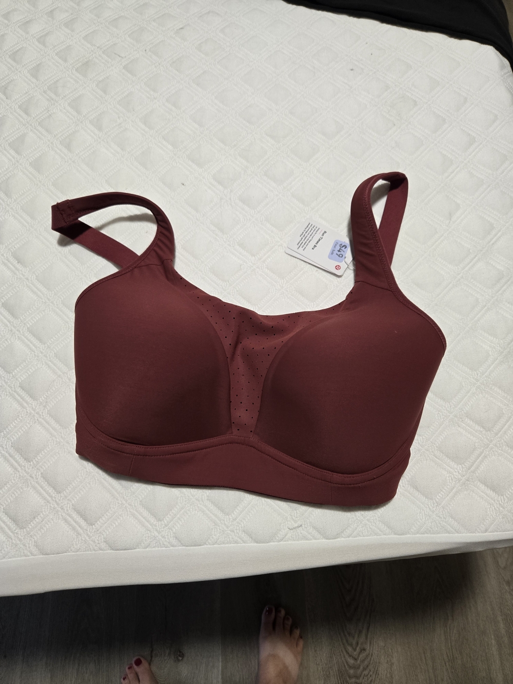 lululemon athletica Burgundy Zip Pullover & Striped Leggings Set - Picture 2 of 3
